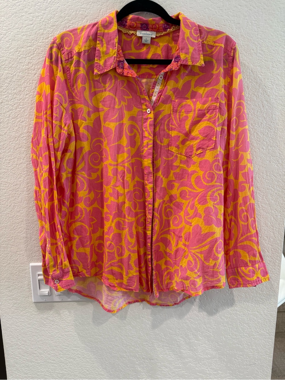 Sundance Pink and Yellow Swirl Button-Down Shirt